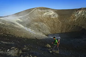 Images Dated 4th February 2015: Hikers on the Gran craters, Vulcano Island, Aeolian, or Aeolian Islands, Sicily, Italy