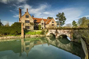 Images Dated 1st June 2021: Hindringham Hall Reflecting in Moat, Hindringham, Norfolk, England