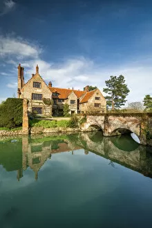 Images Dated 1st June 2021: Hindringham Hall Reflecting in Moat, Hindringham, Norfolk, England