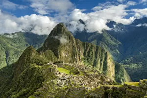 Incan Gallery: Historic ancient archeological Incan Machu Picchu on mountain in Andes, Cuzco Region