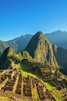 Cusco Province Prints: Historic ancient archeological Incan Machu Picchu on mountain in Andes, Cuzco Region, Peru