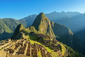 Cusco Province Prints: Historic ancient archeological Incan Machu Picchu on mountain in Andes, Cuzco Region, Peru