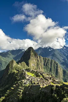 Historic ancient Incan Machu Picchu on mountain in Andes, Cuzco Region, Peru