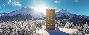 Q1 2025 Prints: Historic Belvedere tower covered with snow