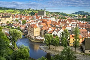 Images Dated 9th May 2020: Historic center of Cesky Krumlov as seen from The Castle and Chateau, Cesky Krumlov