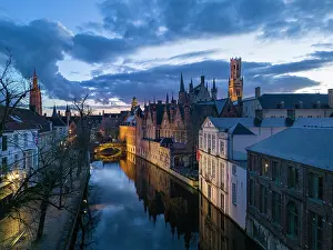 West Flanders Prints: Historic centre and Canal, Bruges, Western Flanders, Belgium, Europe