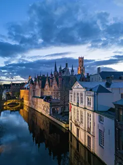 West Flanders Prints: Historic centre and Canal, Bruges, Western Flanders, Belgium, Europe
