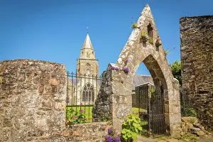 Ille Et Vilaine Prints: Historic church district in the village of Saint-Suliac, Ille-et-Vilaine, Brittany, France