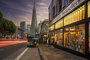 The historic City Lights bookstore at Columbus Avenue, San Francisco, California, USA