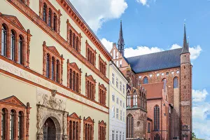 Wismar Prints: Historic District Court of Wismar and Church of St