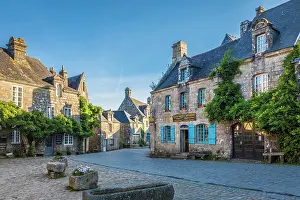 Breton Prints: Historic granite stone houses at Place de l'Eglise in Locronan