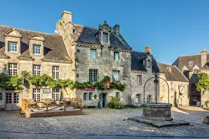 Granite Stone Houses Prints: Historic granite stone houses at Place de l'Eglise in Locronan