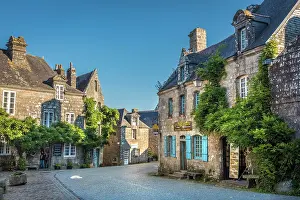 Breton Prints: Historic granite stone houses at Place de l'Eglise in Locronan