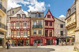 Breton Prints: Historic Hachwerk houses in the old town of Vannes, Morbihan, Brittany, France