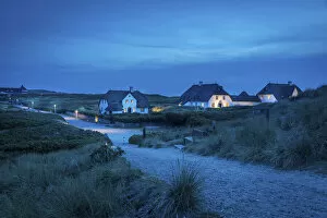 Historic house Kliffende in Kampen in the evening, Sylt, Schleswig-Holstein, Germany