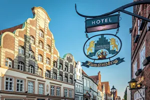 Luneburg Prints: Historic houses Am Berge in the old town, Luneburg, Lower Saxony, Germany