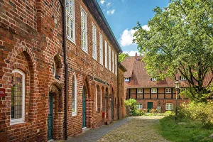 Brick Gothic Prints: Historic houses at Lune Monastery, Luneburg, Lower Saxony, Germany