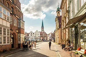 Trading Houses Prints: Historic houses in Lunertorstrasse in the old town, Luneburg, Lower Saxony, Germany