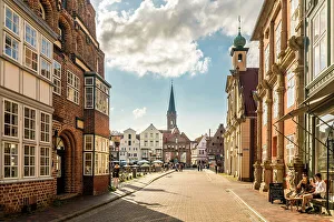 Brick Prints: Historic houses in Lunertorstrasse in the old town, Luneburg, Lower Saxony, Germany