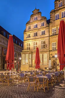 Federal State Prints: Historic houses on the market square in the evening, Bremen, Germany