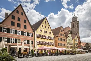 Mittelfranken Prints: Historic houses on the market square in the old town of Dinkelsbühl