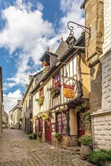 Ille Et Vilaine Prints: Historic houses in the old town of Dol-de-Bretagne, Ille-et-Vilaine, Brittany, France