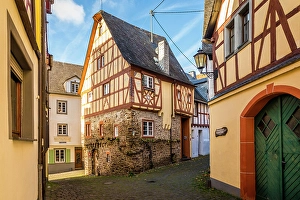 Wine Growing Region Prints: Historic houses in the old town of Ediger