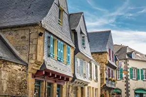 Finistere Prints: Historic houses in the old town of Le Faou, Finistere, Brittany, France