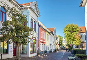 Alley Prints: Historic houses in the old town of Oldenburg, Oldenburger Land, Lower Saxony, Germany