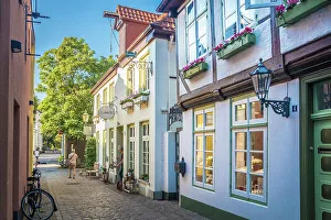 Alley Prints: Historic houses in the old town of Oldenburg, Oldenburger Land, Lower Saxony, Germany
