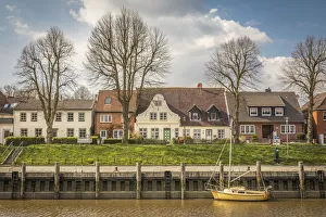 Historically Prints: Historic houses at the port of Toenning, North Friesland, Schleswig-Holstein