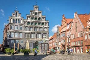 Gable Prints: Historic houses at Am Sande square in the old town, Luneburg, Lower Saxony, Germany