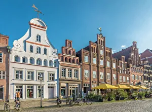 Lower Saxony Prints: Historic houses at Am Sande square in the old town, Luneburg, Lower Saxony, Germany
