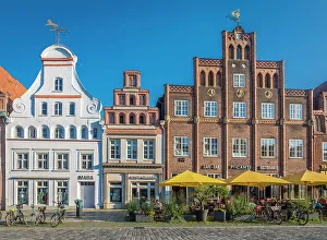 Luneburg Prints: Historic houses at Am Sande square in the old town, Luneburg, Lower Saxony, Germany