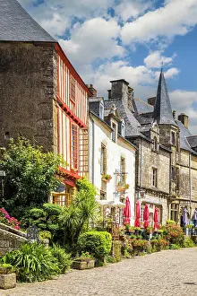 Morbihan Prints: Historic houses in the village of Rochefort-en-Terre, Morbihan, Brittany, France