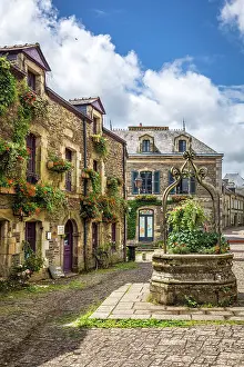 Morbihan Prints: Historic houses in the village of Rochefort-en-Terre, Morbihan, Brittany, France