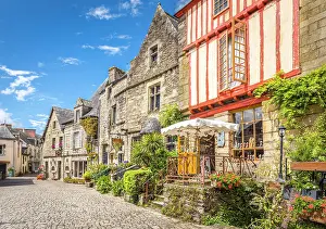 Morbihan Prints: Historic houses in the village of Rochefort-en-Terre, Morbihan, Brittany, France