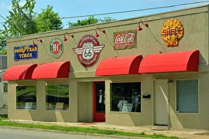 Highways Prints: Historic logos on a storefront, Springfield, Missouri, USA