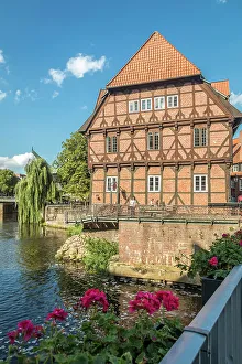 Half Timbering Prints: Historic Luner Mill on the Ilmenau, Luneburg, Lower Saxony, Germany