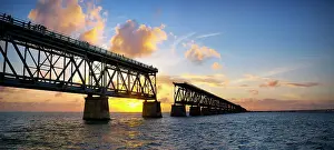 Conch Republic Prints: Historic Railroad Bridge, Sunset Bahia Honda State Park