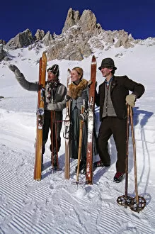 Activities Gallery: Historic Skier, Sella Ronda, Groeden, South Tyrol, Italy (MR)