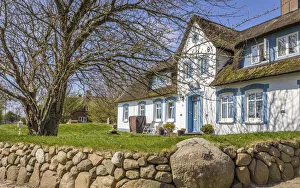 Country House Prints: Historic thatched roof house in Morsum, Sylt, Schleswig-Holstein, Germany