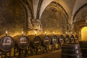 Barrels Prints: Historic wine cellar of the Cistercian monastery Eberbach near Kiedrich, Rheingau, Hesse