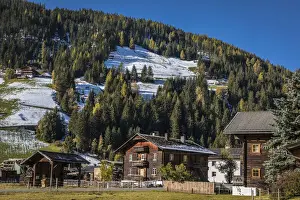Mountain Farm Prints: Historic wooden houses in Innervillgraten in Villgratental, East Tyrol, Tyrol, Austria