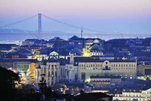 Images Dated 8th March 2012: The historical center of Lisbon at twilight. Portugal