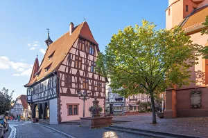 Market Place Prints: Historical city hall, market place, Michelstadt, Odenwald, Hesse, Germany