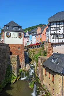 Historical Hackenberger mill and Leuk waterfalls, Saarburg, Rhineland-Palatinate, Germany