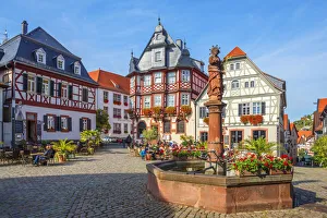 Marktplatz Prints: Historical market place, Heppenheim, Hessische Bergstrasse, Odenwald, Hesse, Germany