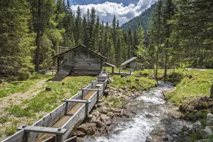 Historical Wegelate saw with Villgratenbach in the Arntal, Innervillgraten, Villgratental, East Tyrol, Tyrol, Austria Historical Wegelate saw with Villgratenbach in the Arntal, Innervillgraten, Villgratental, East Tyrol, Tyrol, Austria