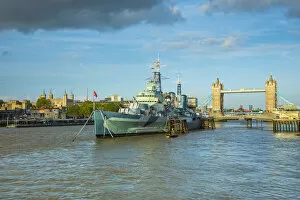 HMS Belfast & Tower Bridge, London, England, UK